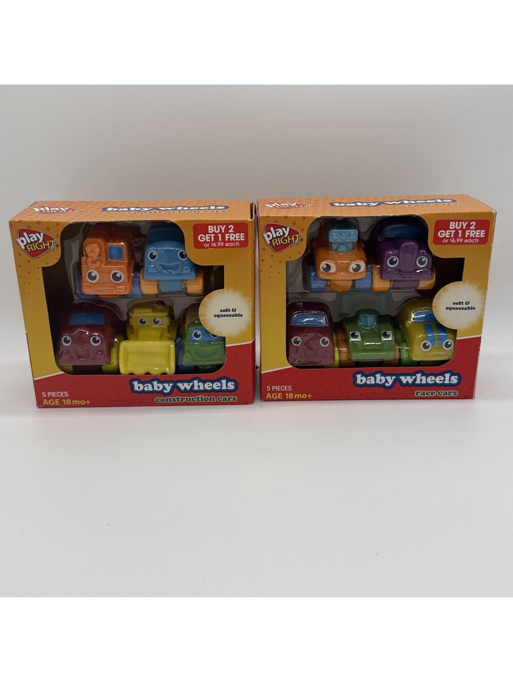 Play Right Baby Wheels Toy Cars 2 Pack Construction Cars Race Cars New Sealed